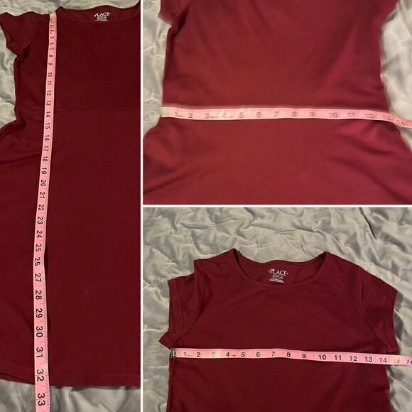 The Childrens Place Uniform Girls Everyday Dress Tshirt Dress Burgundy Red XL 14 - Picture 7 of 7